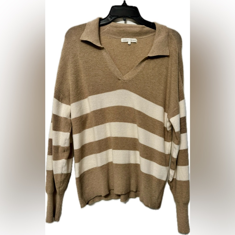 Madison+Hudson Striped V-Neck Sweater